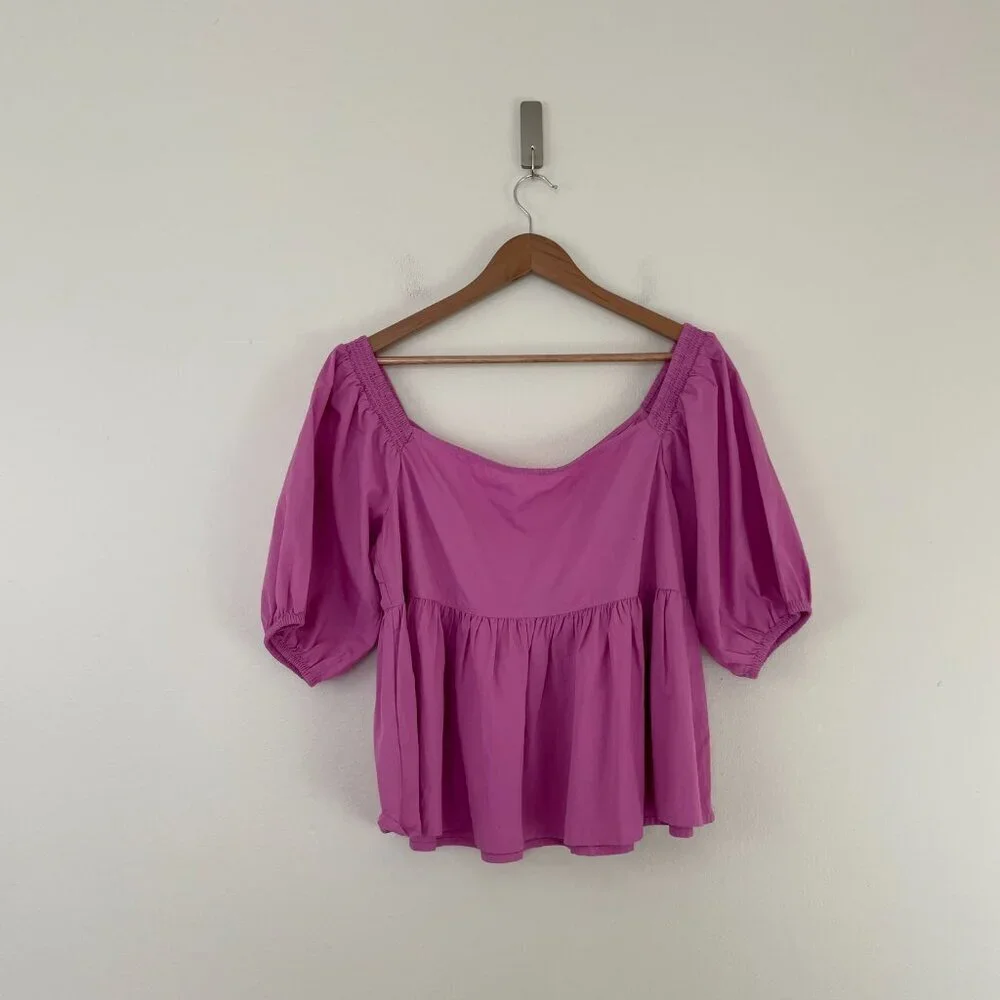 Free People Veronica Sweetheart Cotton Poplin Top in Pink Size Large